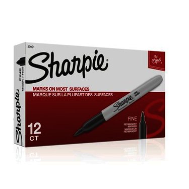 Sharpie Permanent Markers, Fine Point, Red, 12 Count