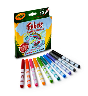 Crayola Fabric Markers - Fine Line Fabric Markers, Set of 10